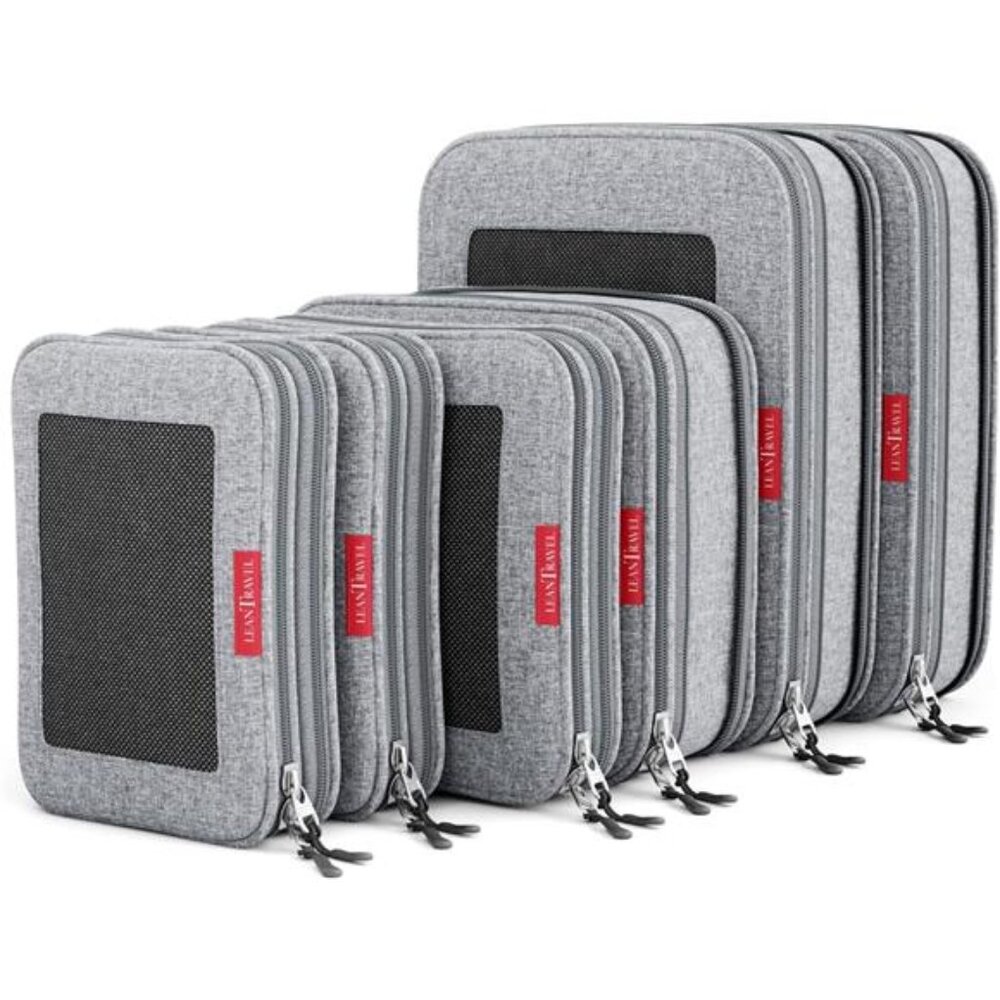Compression Packing Cubes for Travel Organizers with Double Zipper (6-Pack)